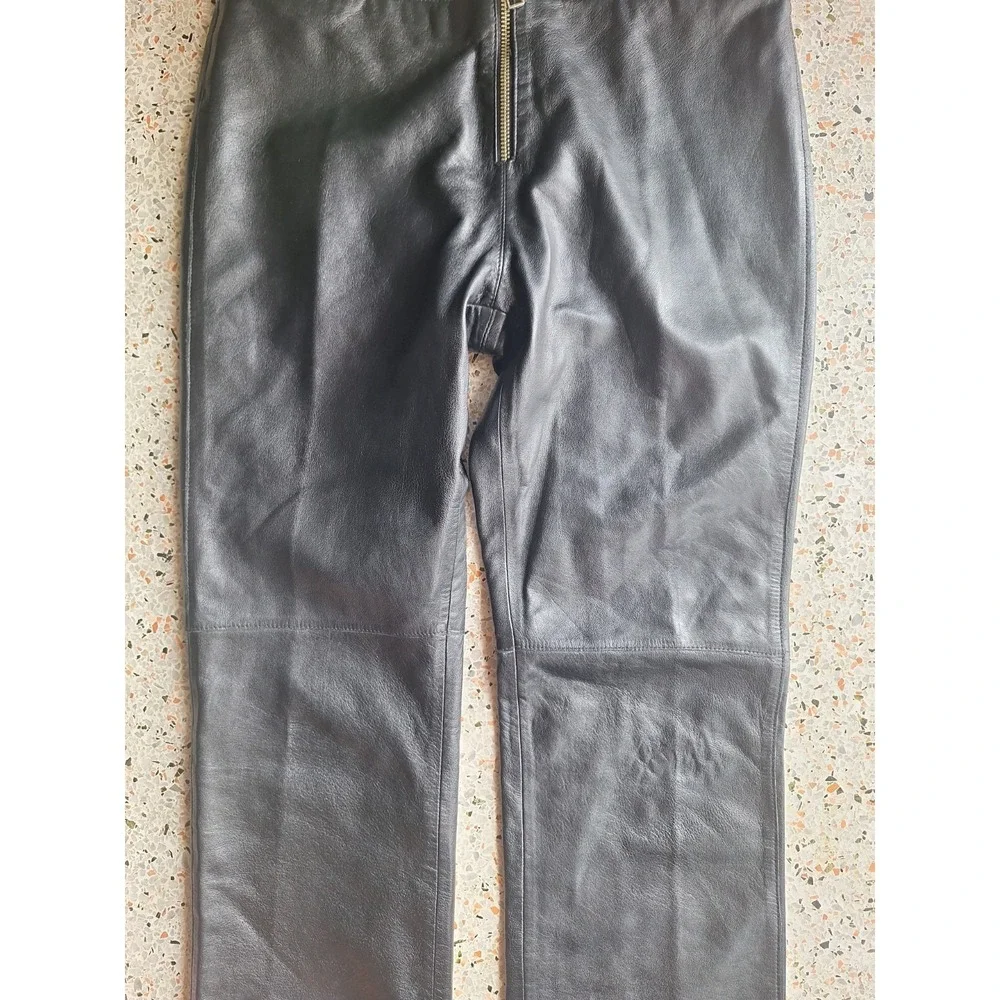 Hugo Buscati 100% Genuine Leather Full Length Moto Lined Pants - Picture 3 of 12